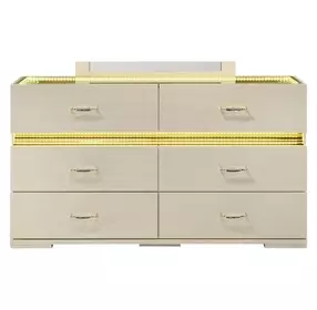 Lucida Beige 6 Drawer Dresser with LED