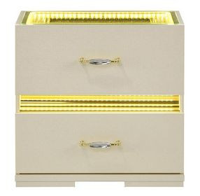 Lucida Beige 2 Drawer Nightstand with LED