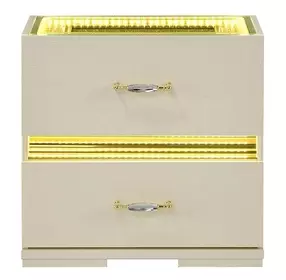 Lucida Beige 2 Drawer Nightstand with LED