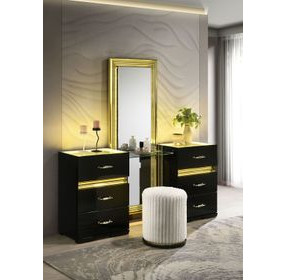 Lucida Black Vanity Set with Stool and LED