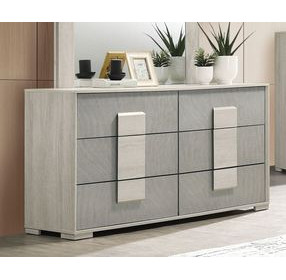 Lincolt White Wash and Stone Gray 6 Drawer Dresser