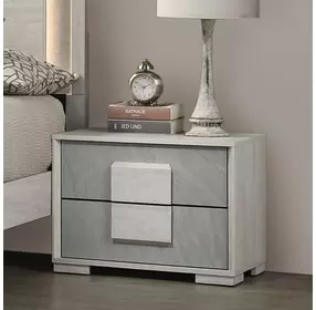 Lincolt White Wash and Stone Gray 2 Drawer Nightstand