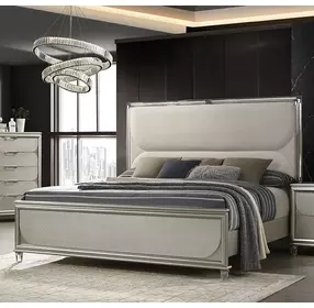 Sheridan Dark Walnut and White Queen Panel Bed with LED Light