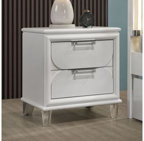 Lareina Pearl White 2 Drawer Nightstand