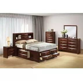 Zosimo Dark Cherry Storage Platform Bedroom Set