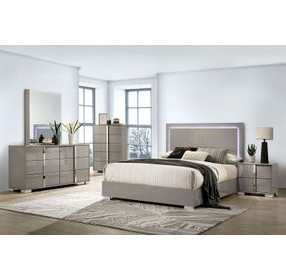 Sinistra Light Taupe Platform Bedroom Set with LED Light