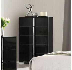 Sinistra Piano Black 5 Drawer Chest