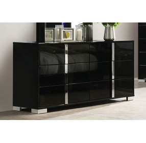 Sinistra Piano Black 6 Drawer Dresser