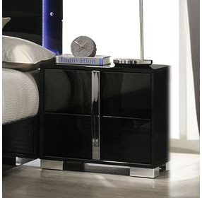 Sinistra Piano Black 2 Drawer Nightstand