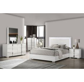 Sinistra White Platform Bedroom Set with LED Light