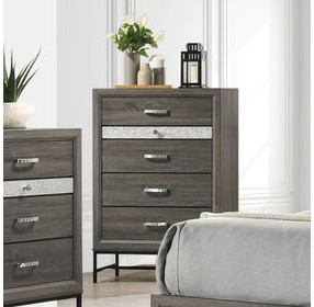 Voleta Gray 5 Drawer Chest