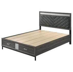 Voleta Gray King Upholstered Storage Platform Bed