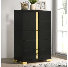 Lillestrom Black and Gold 5 Drawer Chest