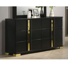 Lillestrom Black and Gold 6 Drawer Dresser