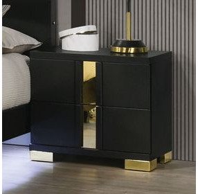 Lillestrom Black and Gold 2 Drawer Nightstand