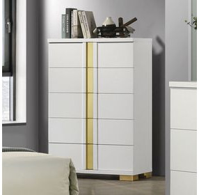 Lillestrom Gold and White 5 Drawer Chest