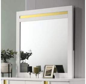 Lillestrom White and Gold Rectangular Dresser Mirror