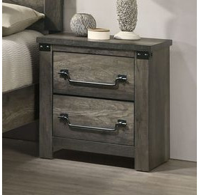 Britonale Rustic Gray 2 Drawer Nightstand