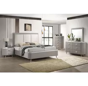 Aldridge Light Gray Upholstered Panel Bedroom Set