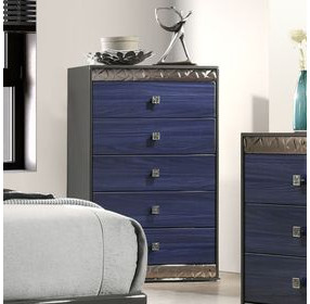 Hartlepool Ash Gray and Indigo Blue 5 Drawer Chest
