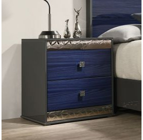 Hartlepool Ash Gray and Indigo Blue 2 Drawer Nightstand