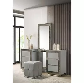 Ventnor Gray Vanity Set with Stool