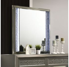 Leyland Dark Gray Rectangular Dresser Mirror with LED Light
