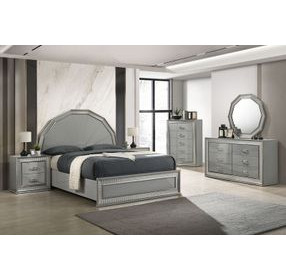 Cassiopeia Metallic Gray Panel Bedroom Set with LED Light