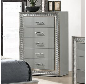 Cassiopeia Metallic Gray 5 Drawer Chest