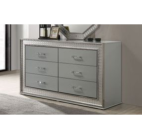 Cassiopeia Metallic Gray 6 Drawer Dresser