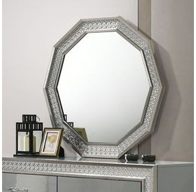 Cassiopeia Metallic Gray Octagonal Dresser Mirror with LED Light
