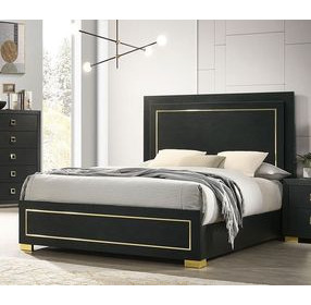 Latimer Black Queen Low Profile Bed with LED Light