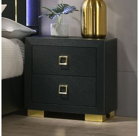 Latimer Black 2 Drawer Nightstand