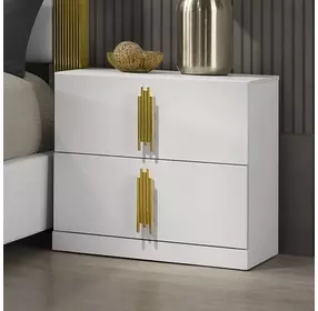 Basildon White and Gold 2 Drawer Nightstand