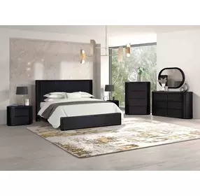 Hildesheim Black Fluted Panel Bedroom Set