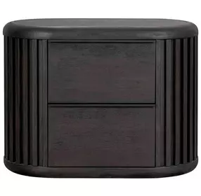 Hildesheim Black 2 Drawer Nightstand with USB Charging and LED