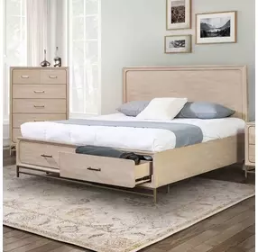 Sandnes Light Oak Queen Storage Panel Bed