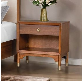Hepburne Walnut 1 Drawer Nightstand with USB Charging