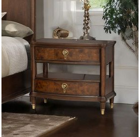 Westerham Dark Cherry 2 Drawer Nightstand with USB Charging and LED