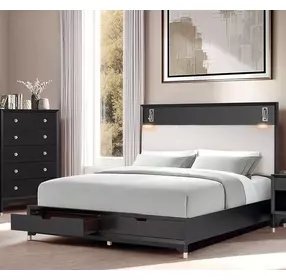 Torrance Upholstered Storage Panel Bed with LED