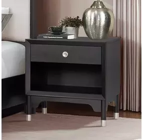 Torrance Black 1 Drawer Nightstand with USB Charging