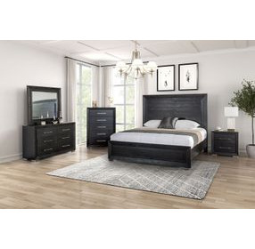 Ashbourne Black Panel Bedroom Set with LED Light