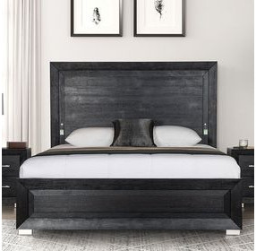 Ashbourne Black Panel Queen Bed with LED Light