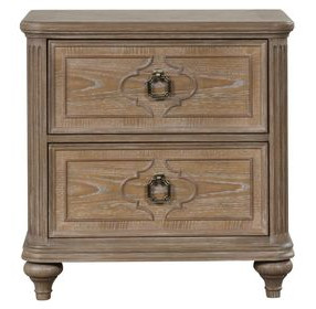 Lyris Rustic Oak 2 Drawer Nightstand with USB Charging