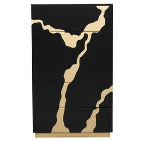 Goldsberg Black and Gold 5 Drawer Chest