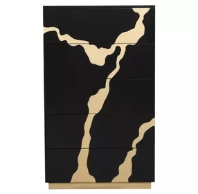 Goldsberg Black and Gold 5 Drawer Chest