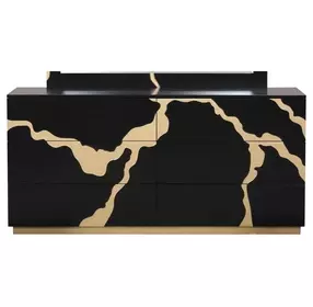 Goldsberg Black and Gold 6 Drawer Dresser