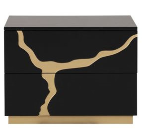 Goldsberg Black and Gold 2 Drawer Nightstand