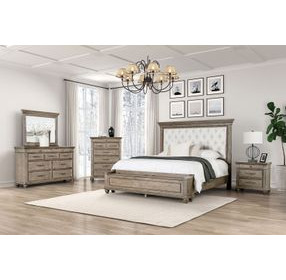Philomath Aged Oak Upholstered Storage Panel Bedroom Set