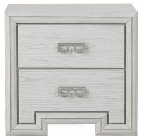 Basilone Rustic White 2 Drawer Nightstand with USB Charging